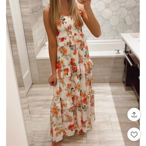 Floral Red Dress Maxi Small